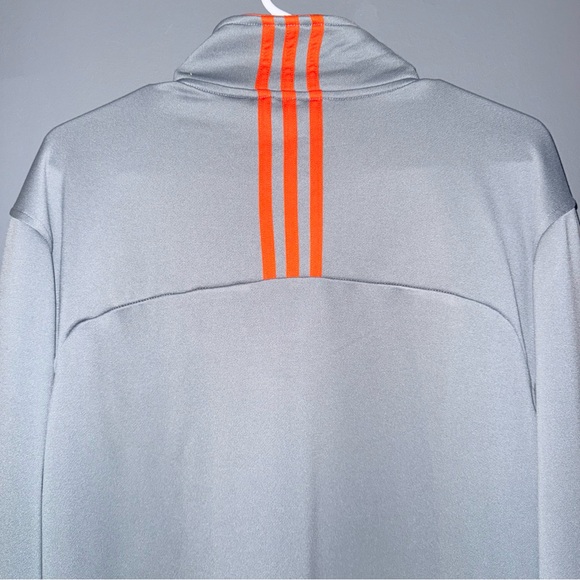 Men’s Adidas Grey & Orange ¼ Zip Pullover Size L – Lightweight Polyester - Picture 8 of 10